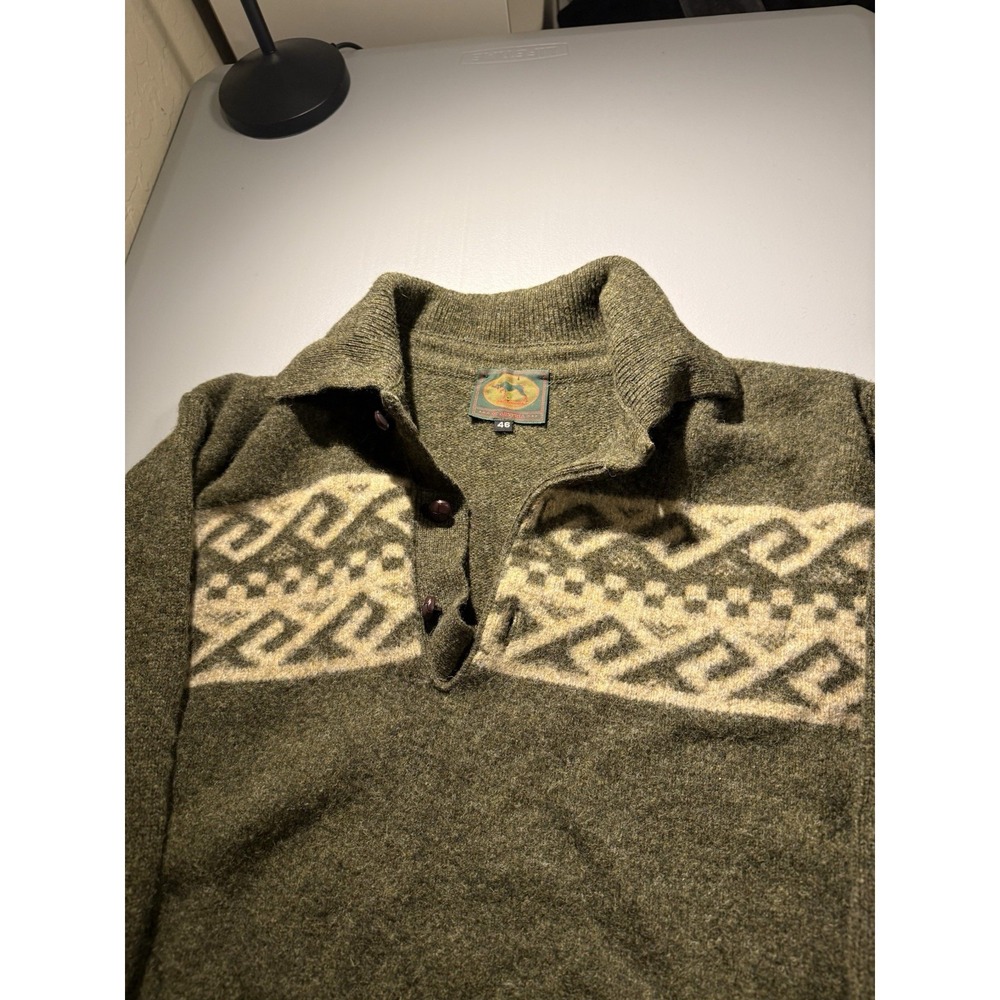 Vintage Jagdhund Austrian Alpine Wool Sweater Nordic Fair Isle Hunting EU 46